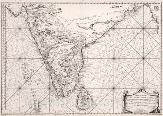 Historic Map : Carte Reduite de la presque Isle de l'Inde., 1766, Vintage Wall Art