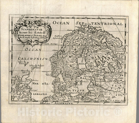 Historic Map : Scandinavie., 1734, Vintage Wall Art