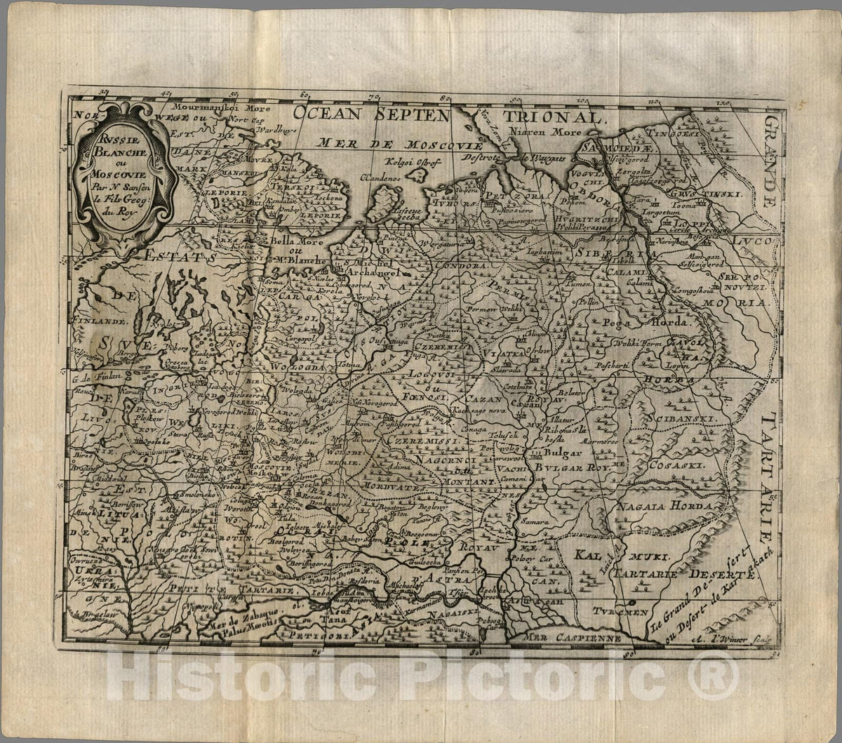 Historic Map : Russie Blanche ou Moscovie., 1734, Vintage Wall Art
