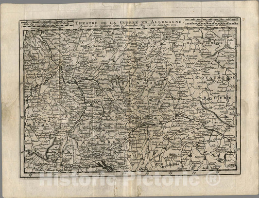 Historic Map : Theatre de la Guerre en Allemagne., 1735, Vintage Wall Art