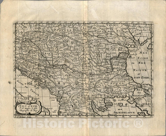 Historic Map : Hongrie., 1734, Vintage Wall Art