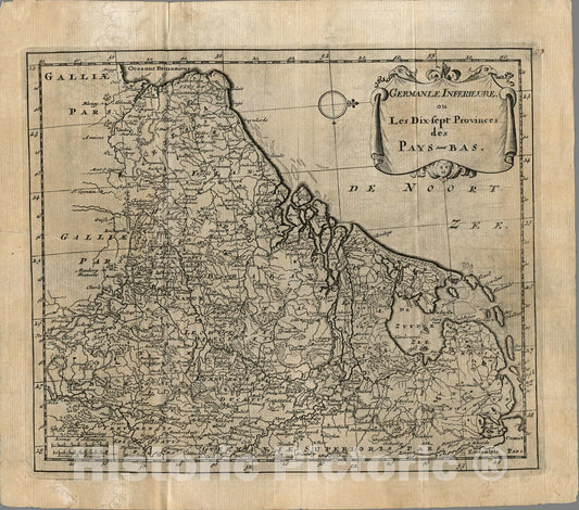 Historic Map : Germanle Inferieure ou Les Dix-sept Provinces des Pays-Bas., 1734, Vintage Wall Art