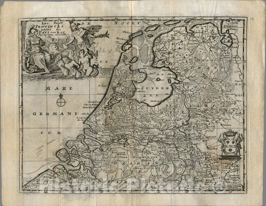 Historic Map : Les Sept Provinces unies de Pays-Bas., 1734, Vintage Wall Art