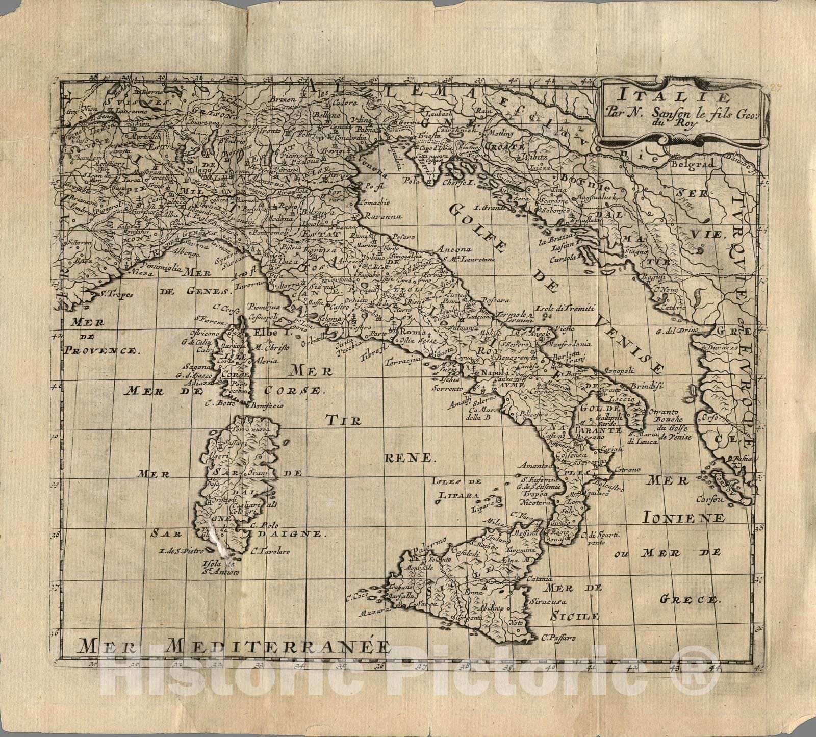 Historic Map : Italie., 1734, Vintage Wall Art