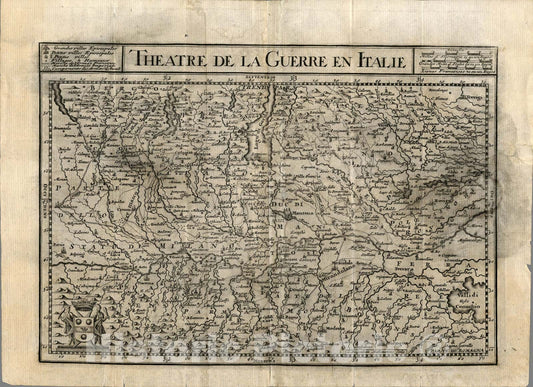 Historic Map : Theatre de la Guerre en Italie., 1734, Vintage Wall Art