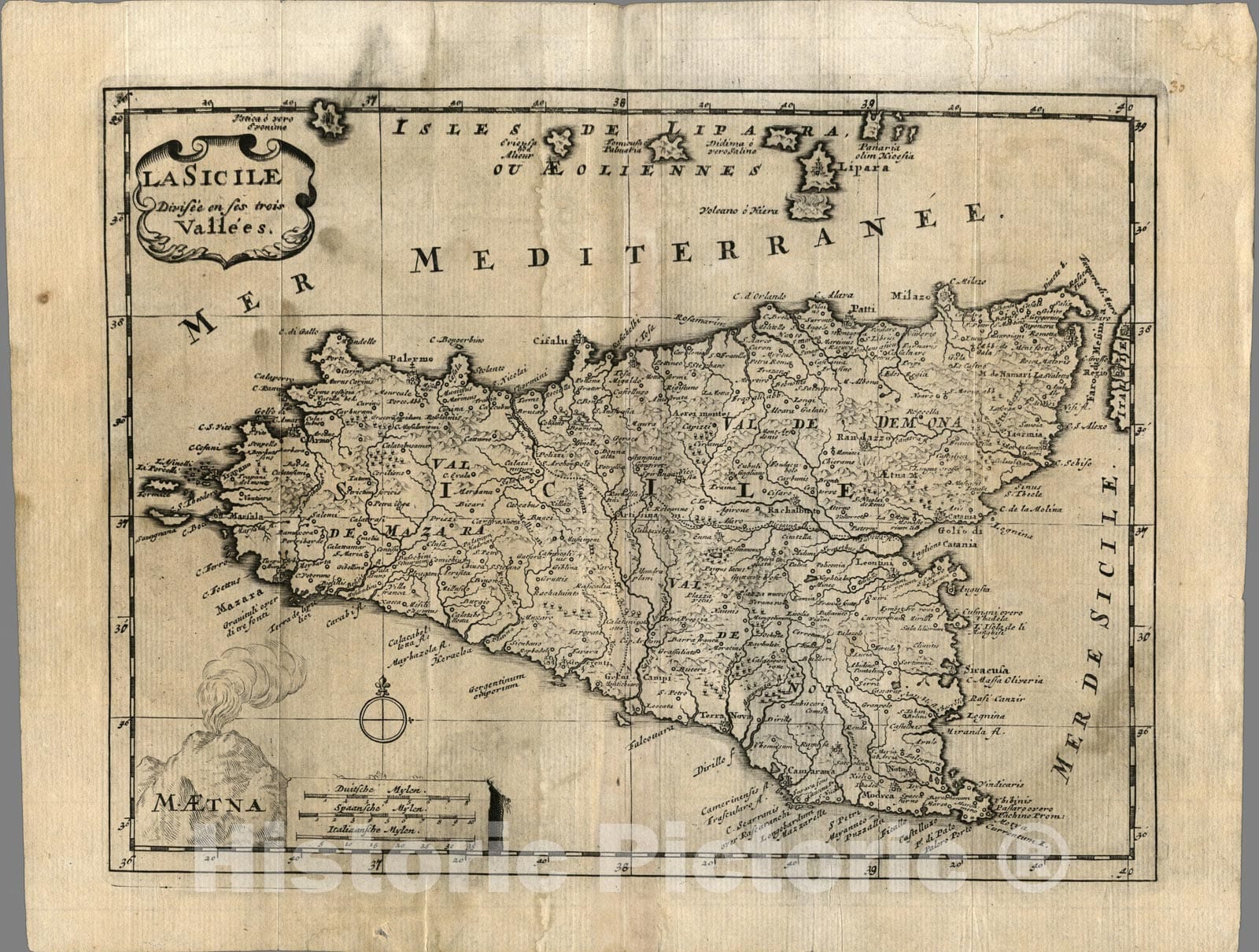 Sicily, 1734 - Historical Map Print