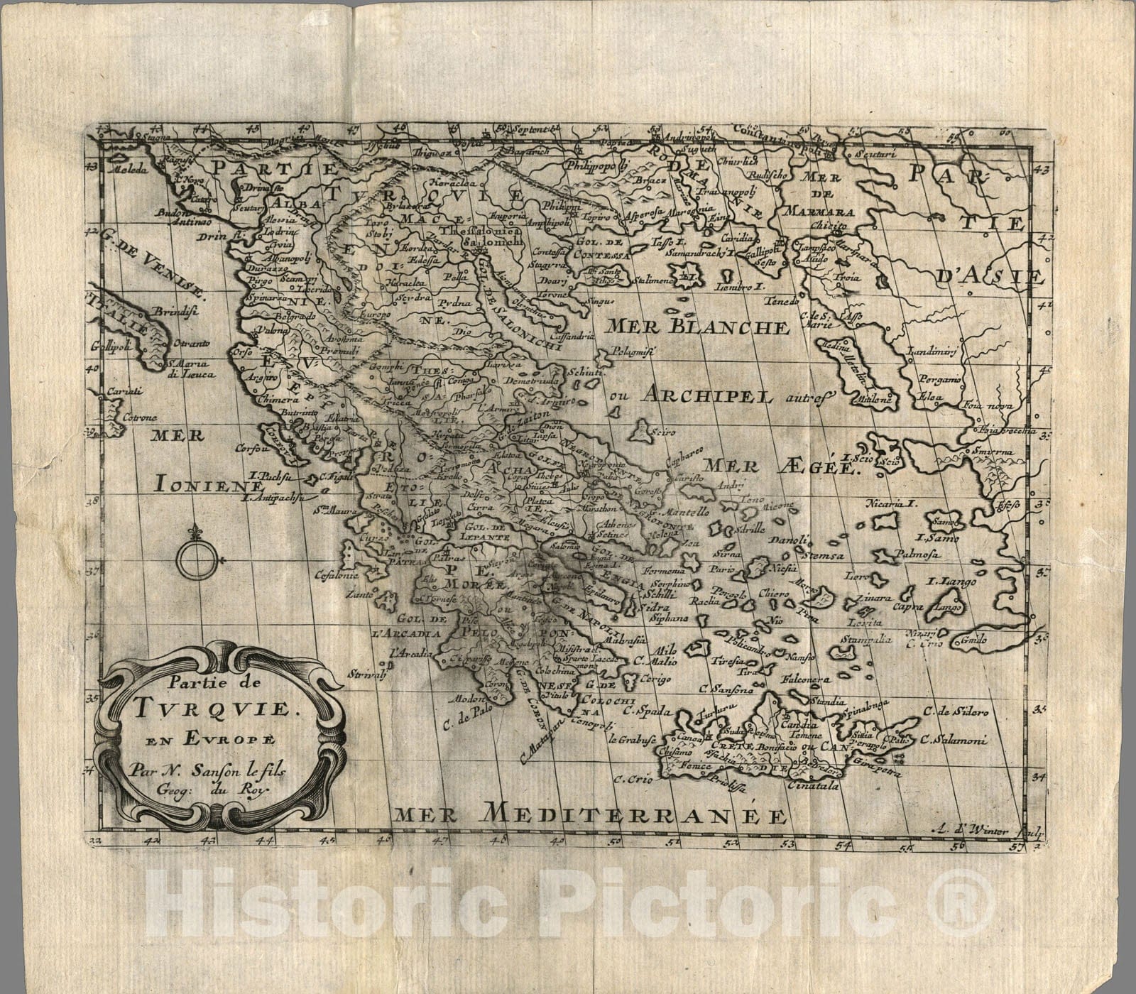 Historic Map : Partie de Turquie en Europe., 1734, Vintage Wall Art