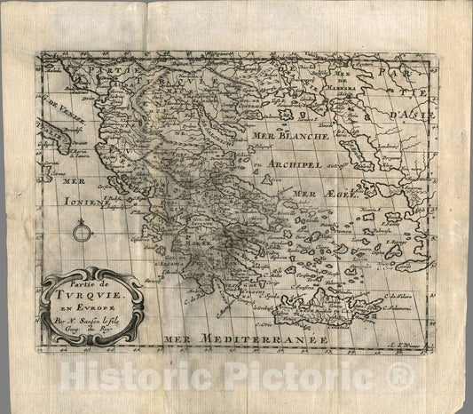 Historic Map : Partie de Turquie en Europe., 1734, Vintage Wall Art
