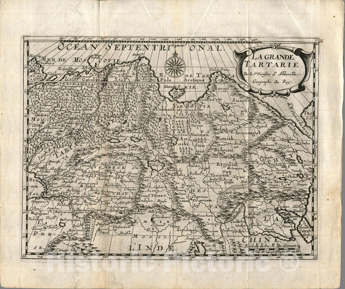 Historic Map : La Grande Tartarie., 1732, Vintage Wall Art