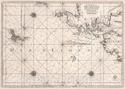 Historic Map : Carte de la Mer D'Ecosse ... D'Ecosse et D'Irlande., 1773, Vintage Wall Art