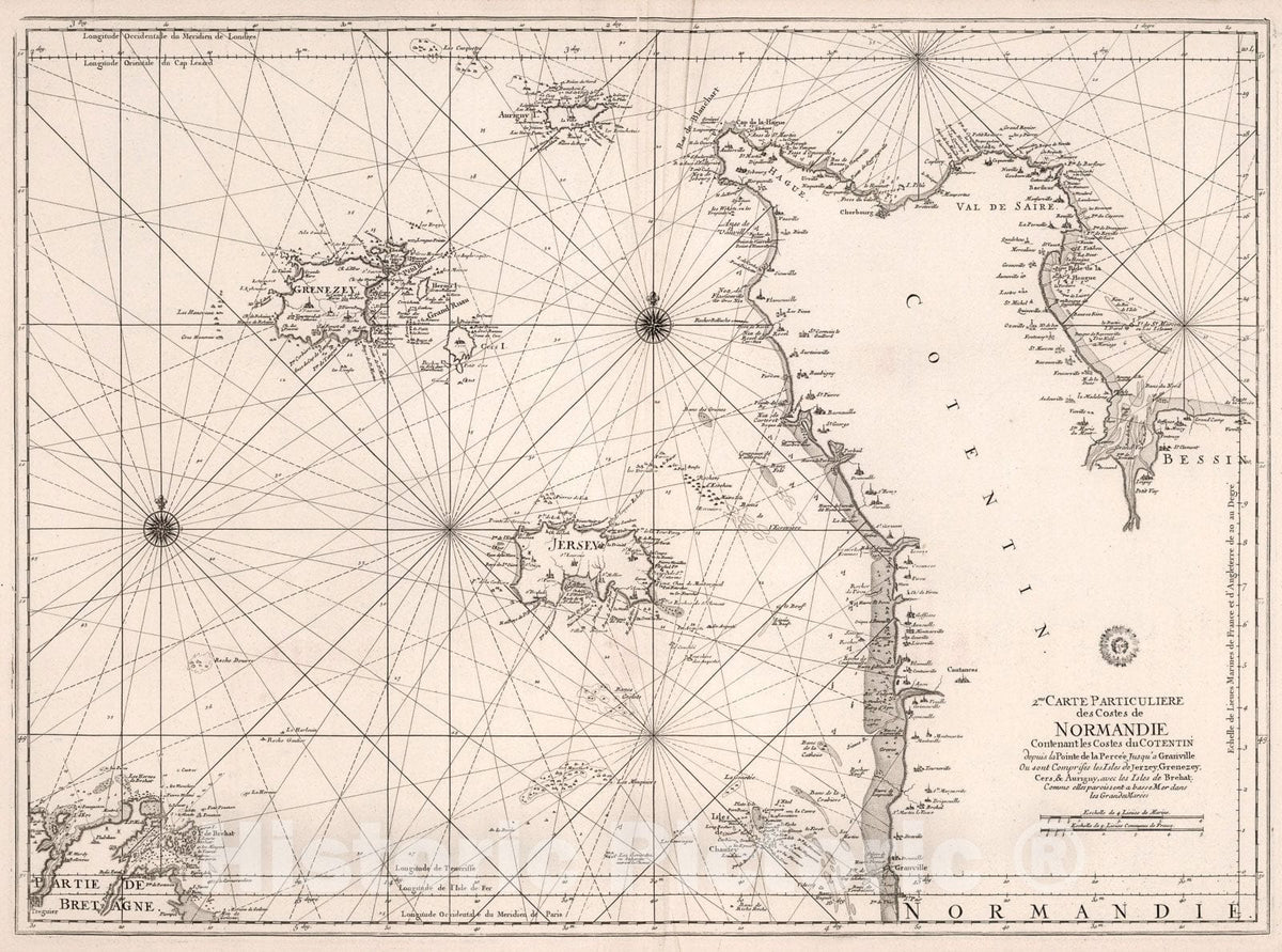 Historic Map : 2me. Carte Particuliere des Costes de Normandie., 1773, Vintage Wall Art