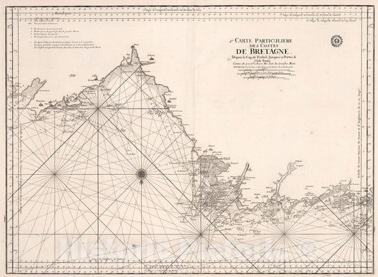 Historic Map : 2me. Carte Particuliere des Costes de Bretagne., 1773, Vintage Wall Art