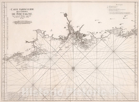 Historic Map : 3. Carte Particuliere des Costes de Bretagne., 1773, Vintage Wall Art