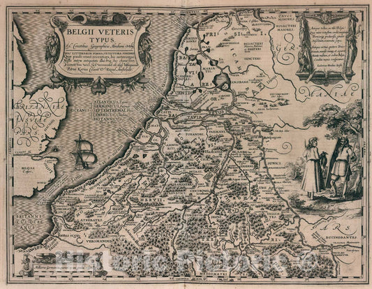 Historic Map : Belgii Veteris Typus., 1617, Vintage Wall Art