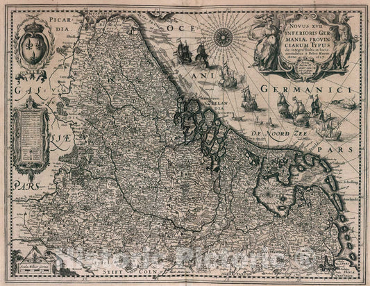 Historic Map : Novus XVII Inferioris Germaniae Provinciarum Typus., 1617, Vintage Wall Art
