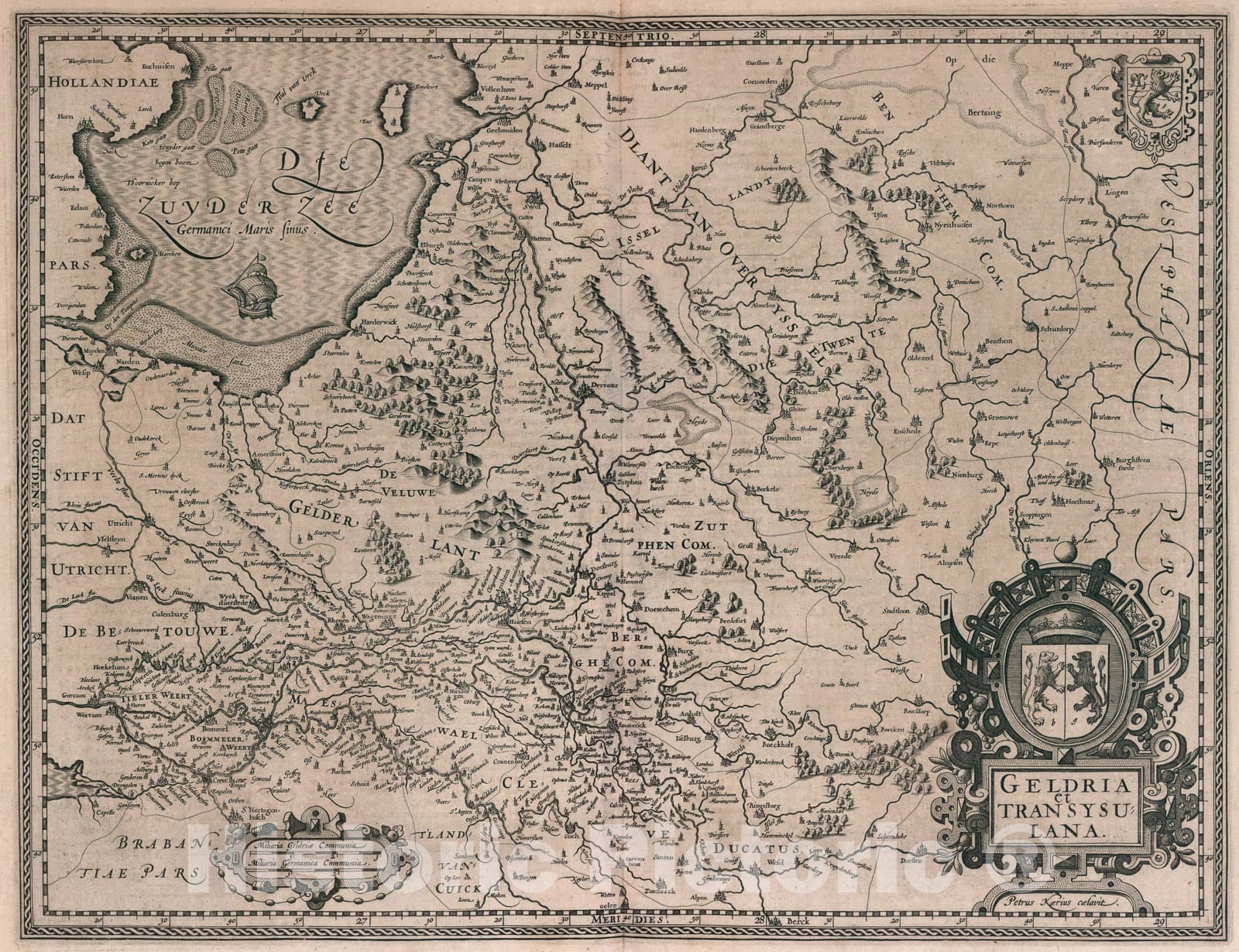 Historic Map : Geldria et Transysulana., 1617, Vintage Wall Art