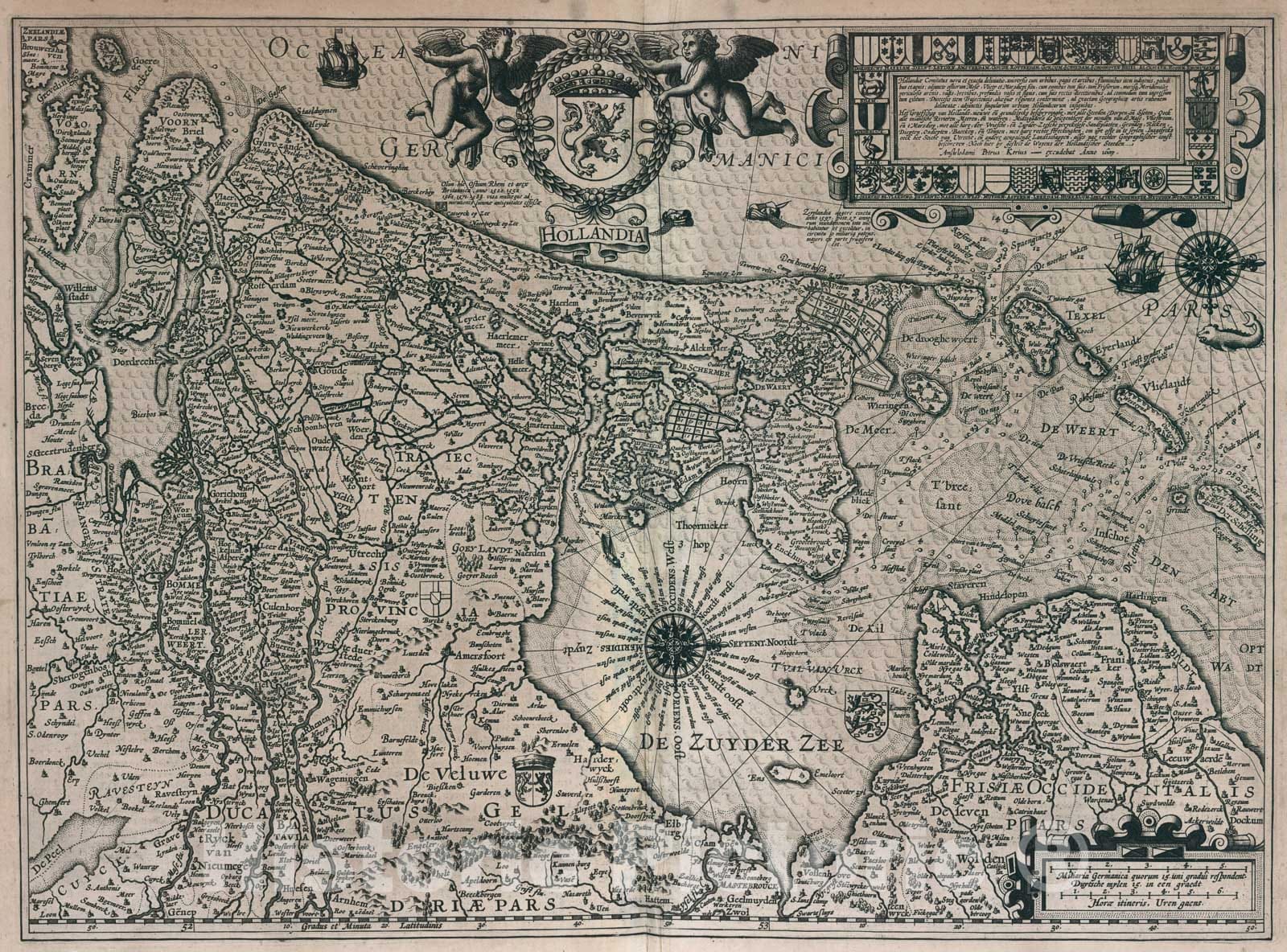 Historic Map : (Hollandiae Comitatus)., 1617, Vintage Wall Art