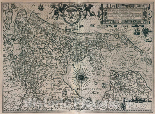Historic Map : (Hollandiae Comitatus)., 1617, Vintage Wall Art