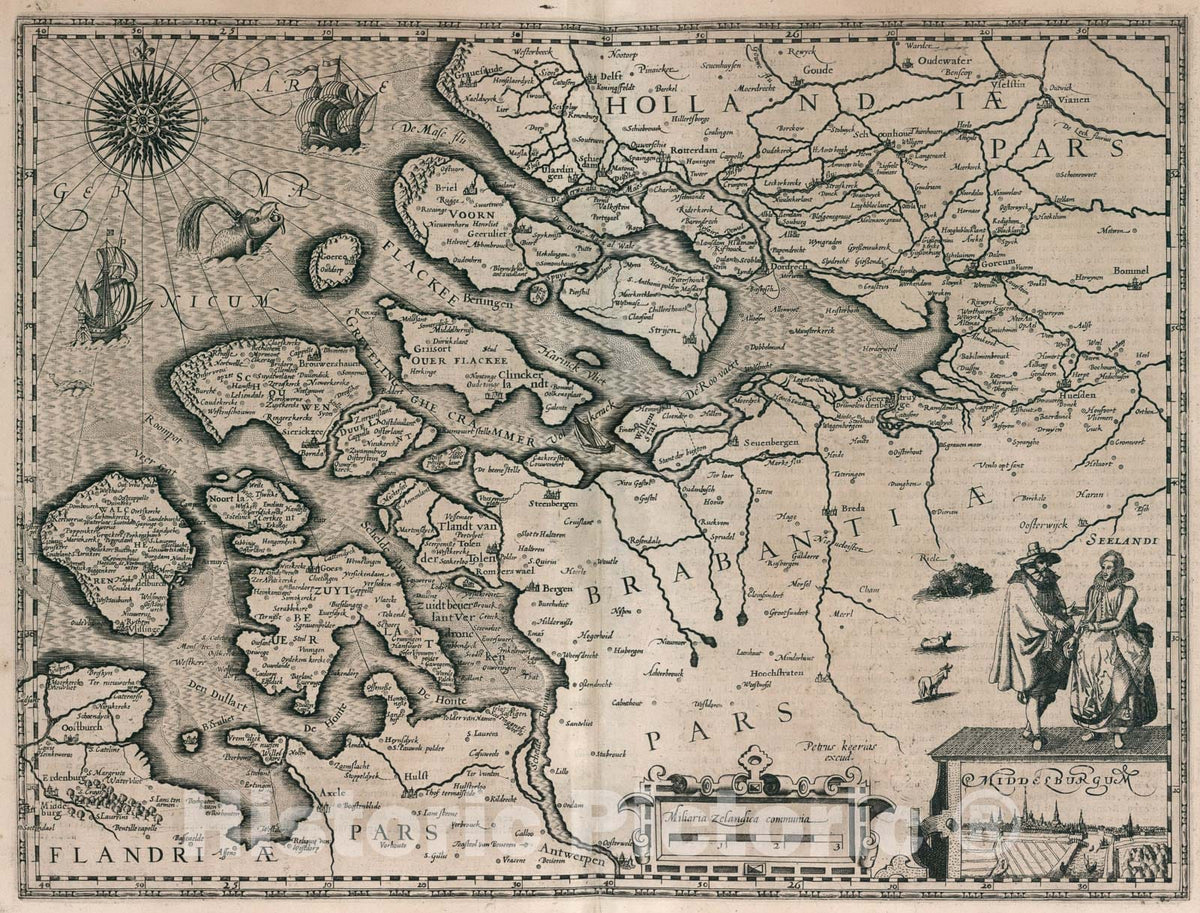 Historic Map : (Zelandiae)., 1617, Vintage Wall Art