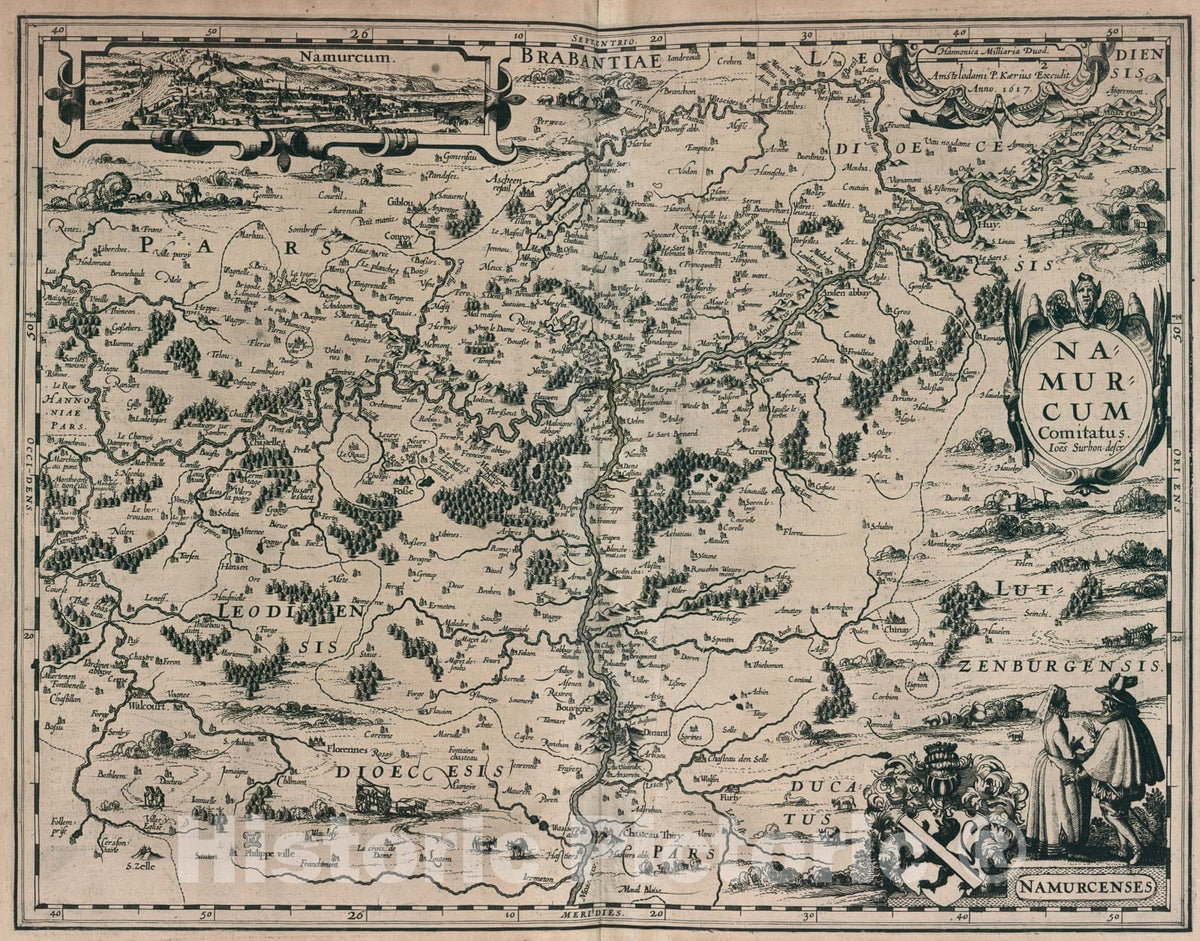 Historic Map : Namurcum Comitatus., 1617, Vintage Wall Art
