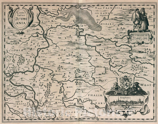 Historic Map : Comitatus Zutphania., 1617, Vintage Wall Art