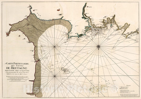 Historic Map : 1re. Carte Generale des Costes de Bretagne., 1693, Vintage Wall Art
