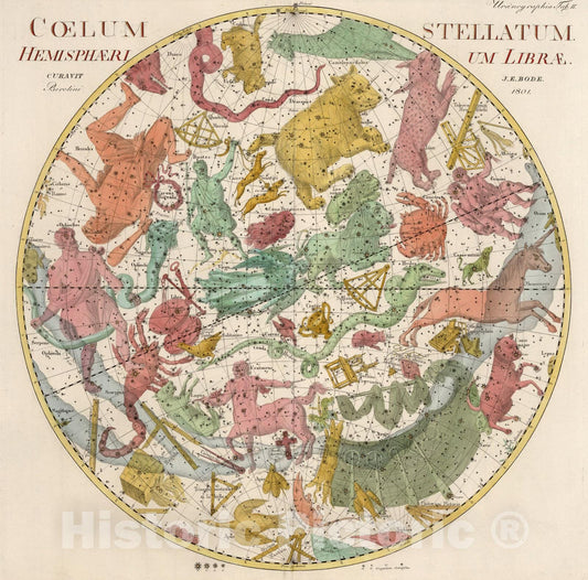 Historic Map : II. Coelum Stellatum Hemisphaerium Librae., 1801, Vintage Wall Art