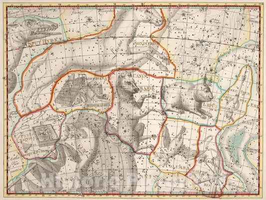 Historic Map : XVIII. Lepus... Coelum Stellatum., 1801, Vintage Wall Art