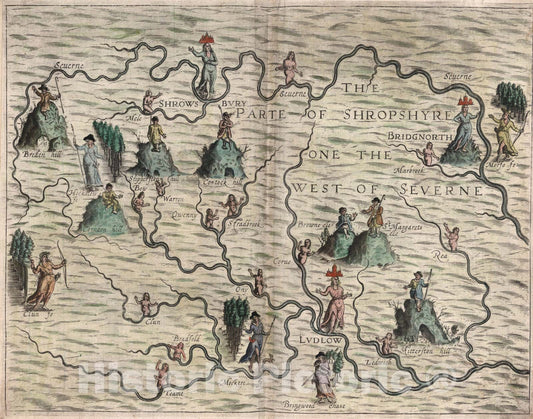 Historic Map : Shropshyre., 1622, Vintage Wall Art
