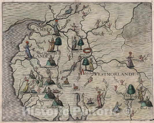 Historic Map : Cumberlande, Westmorlande., 1622, Vintage Wall Art