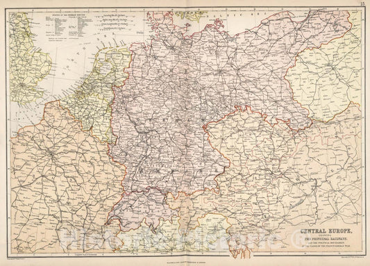 Historic Map : Central Europe at the Close of the Franco-German War., 1882, Vintage Wall Art