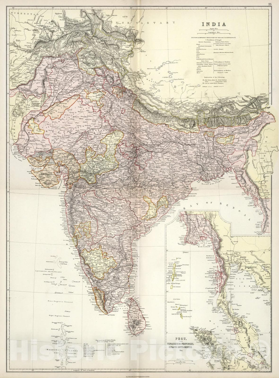 Historic Map : Composite Map: India., 1882, Vintage Wall Art