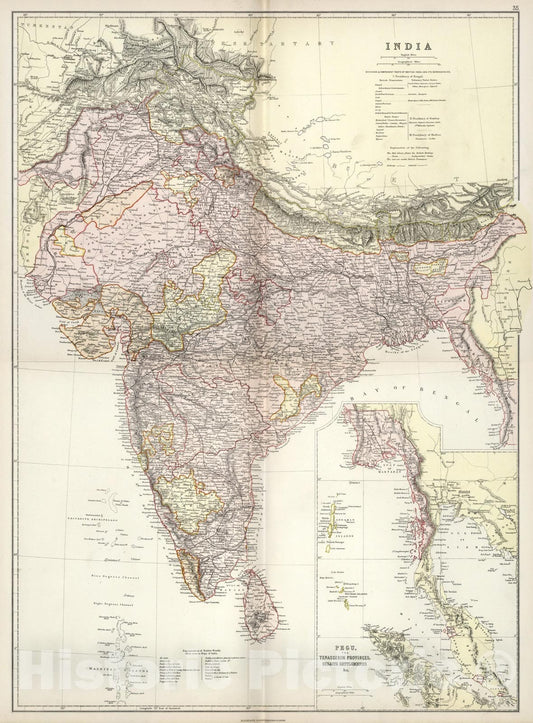 Historic Map : Composite Map: India., 1882, Vintage Wall Art