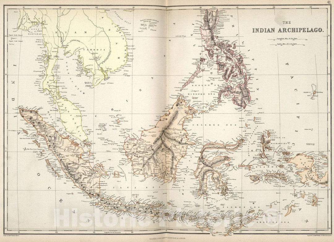 Historic Map : Indian Archipelago., 1882, Vintage Wall Art