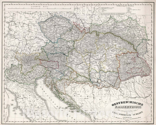 Historic Map : Osterreichischen Kaiserthums, 1854, Vintage Wall Art
