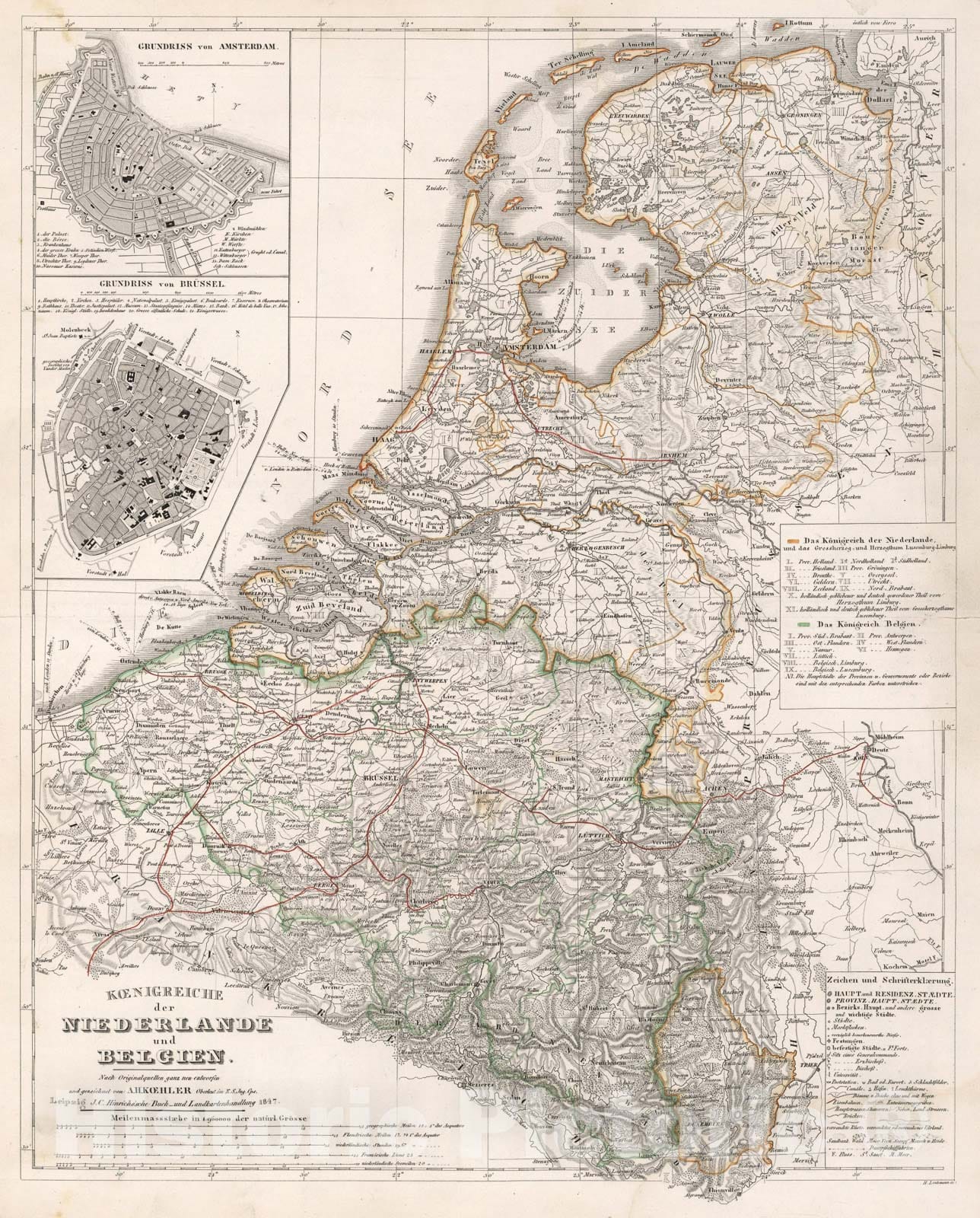 Historic Map : Frankreich. Nach Originalkarten und ortsbestimmungen, 1847, Vintage Wall Art