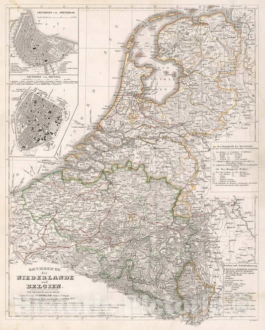 Historic Map : Frankreich. Nach Originalkarten und ortsbestimmungen, 1847, Vintage Wall Art