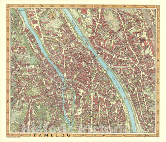 Historic Map : Bamberg, Germany., 1987, Vintage Wall Art