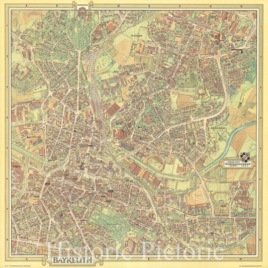 Bayreuth, Germany - Pictorial Map, 1983 - Historical Map Reproduction