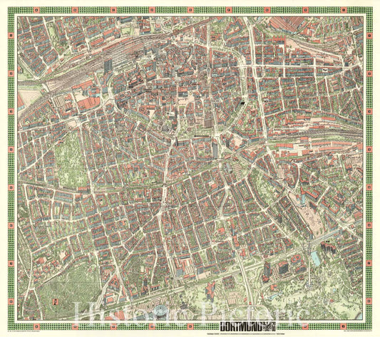 Dortmund, Germany - Pictorial Map, 2000 - Historical Map Print