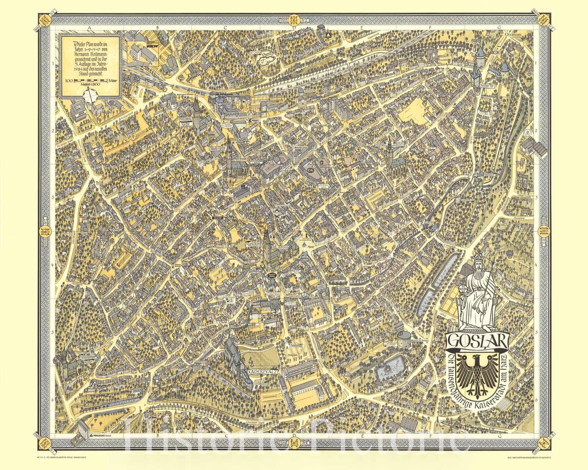 Goslar, Germany - Pictorial Map, 1984 - Historical Map Print