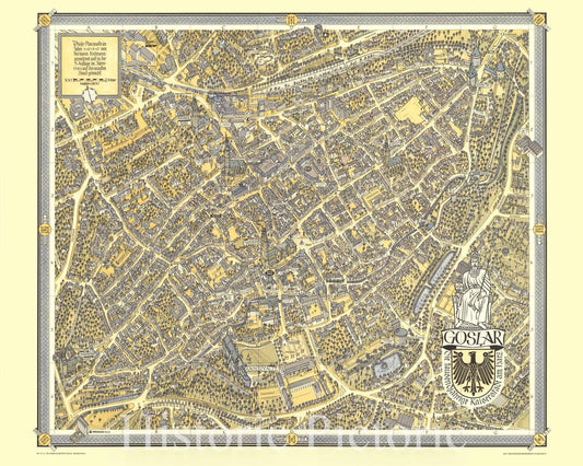 Goslar, Germany - Pictorial Map, 1984 - Historical Map Print