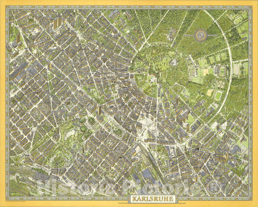 Historic Map : Karlsruhe, Germany., 1976, Vintage Wall Art