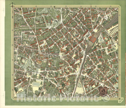 Historic Map : Moenchengladbach, Germany., 1962, Vintage Wall Art
