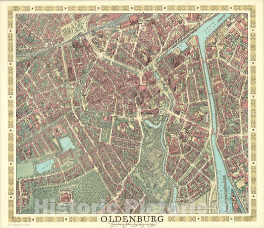 Historic Map : Oldenburg, Germany., 1978, Vintage Wall Art
