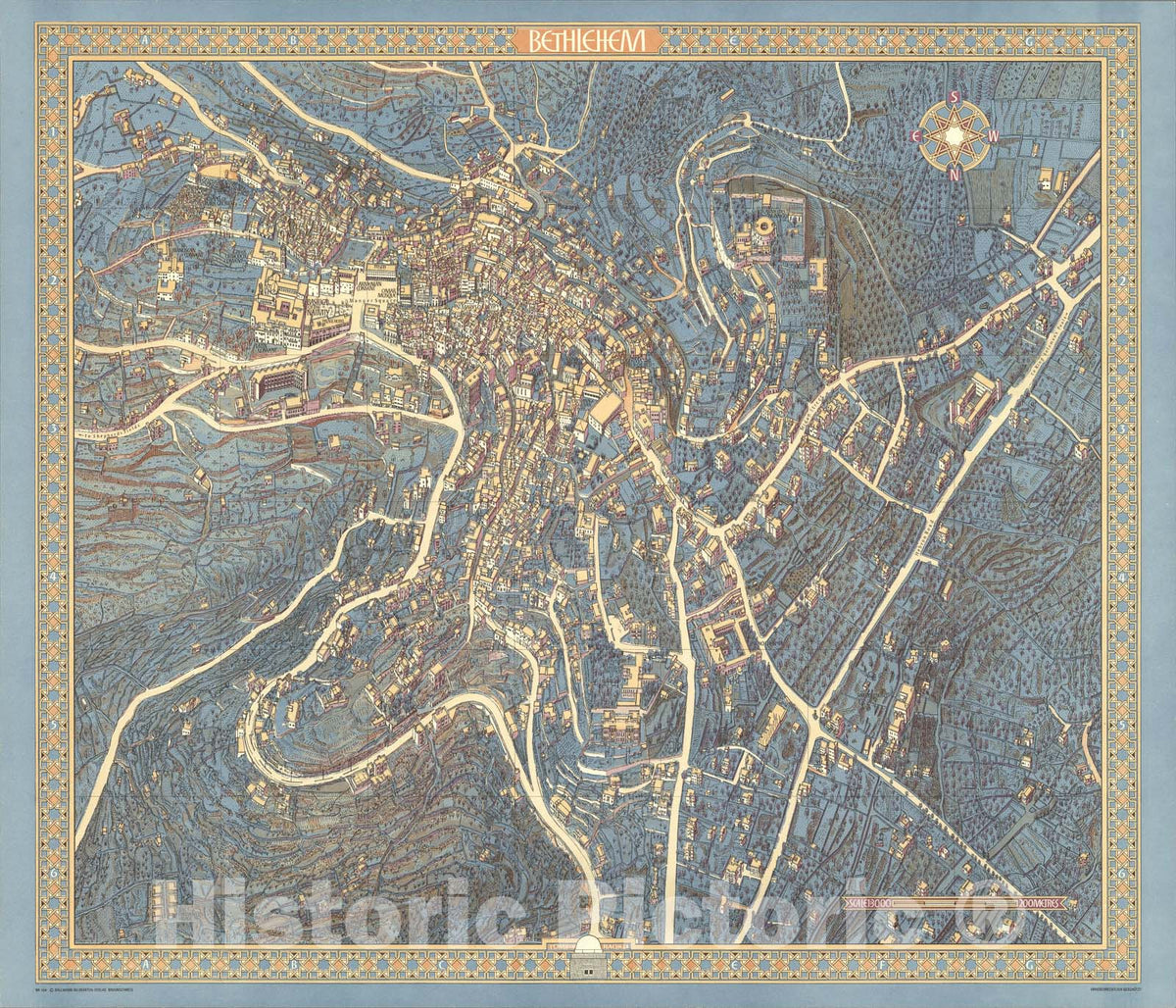 Historic Map : Bethlehem, Israel., 1970, Vintage Wall Art