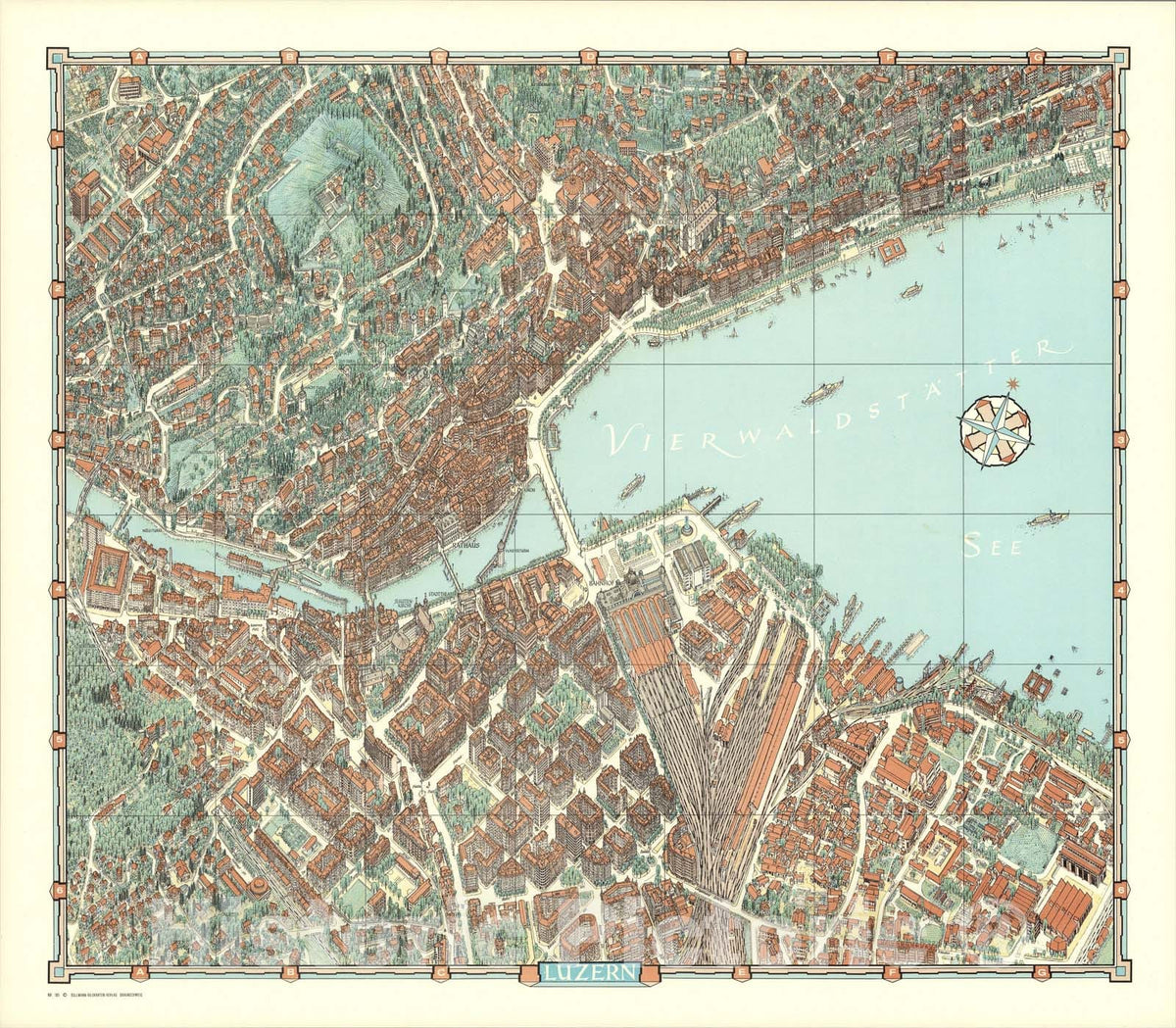 Historic Map : Luzern, Switzerland, 1980, Vintage Wall Art