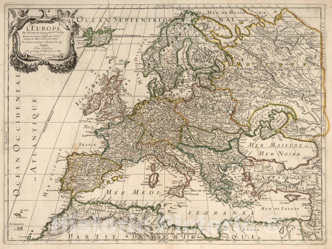 Historic Map : Europe, 1697, Vintage Wall Art
