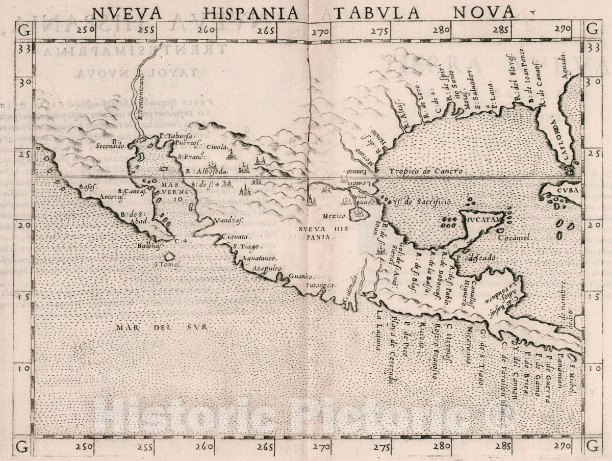Historic Map : Nveva Hispania tabula nova, 1561, Vintage Wall Art