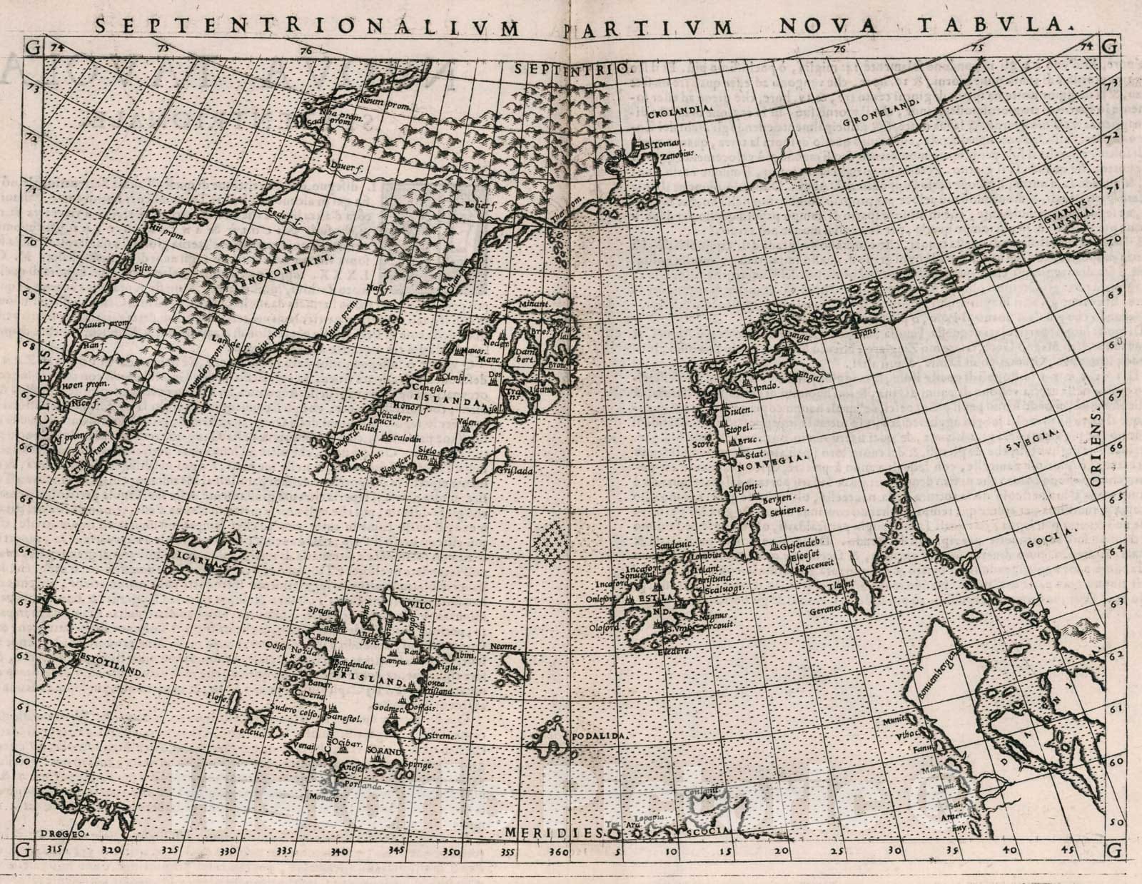 Historic Map : Septentrionalium Partium Nova Tabula, 1561, Vintage Wall Art